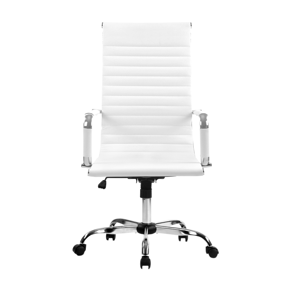 Artiss Office Chair Conference Chairs PU Leather High Back White — image 3