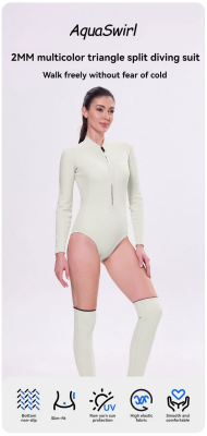 2MM jellyfish suit diving wet clothes jellyfish suit snorkeling swimsuit super elastic skin-friendly 2-piece jumpsuit+stockings — image 3