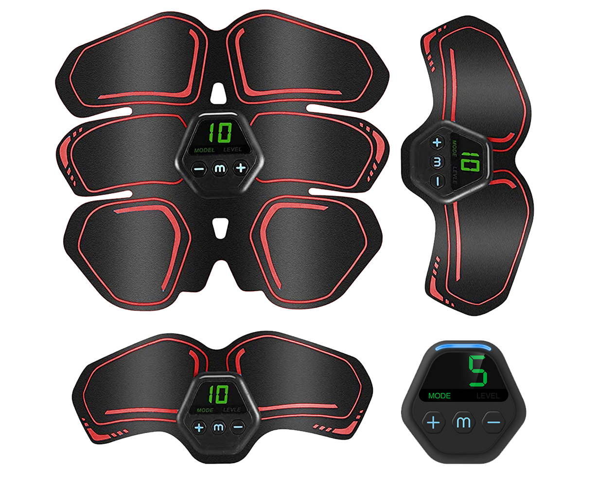 Muscle Toner Abdominal Toning Belt ABS Toner Body Muscle Trainer Wireless Portable Unisex Fitness Training Gear - Red โ image 2