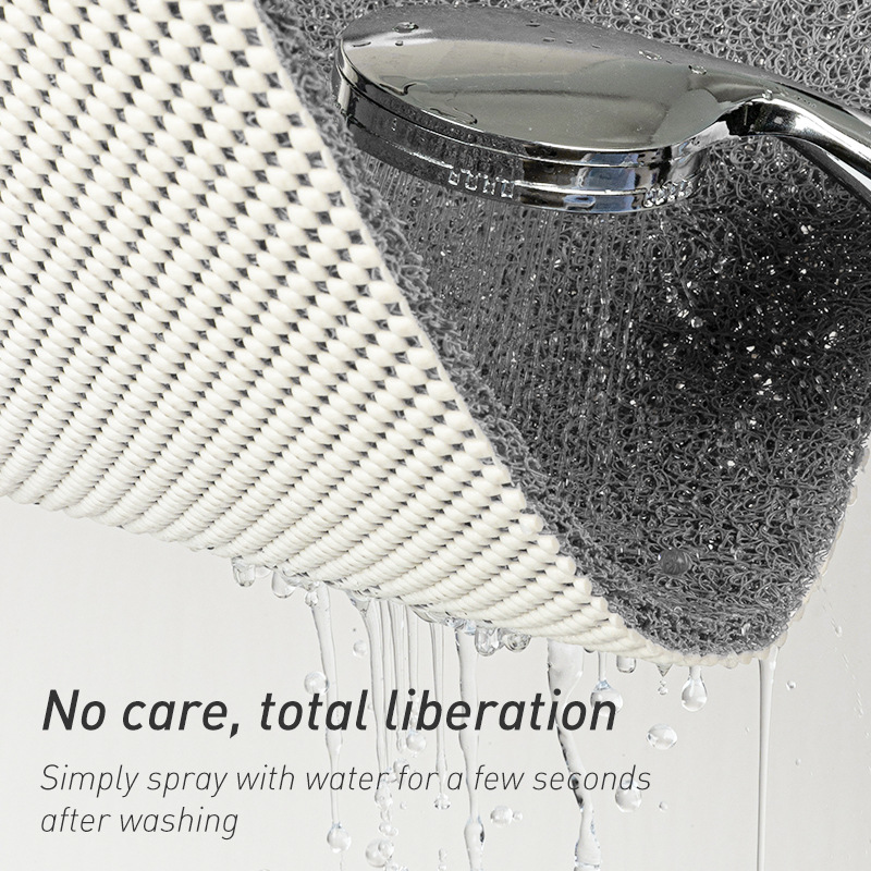 Black Checkered Design Loofah Texture Shower Mat (40x80cm) - Non-Slip PVC Bathroom Floor Mat, Quick-Draining, Anti-Mould & Massage Pad โ image 3