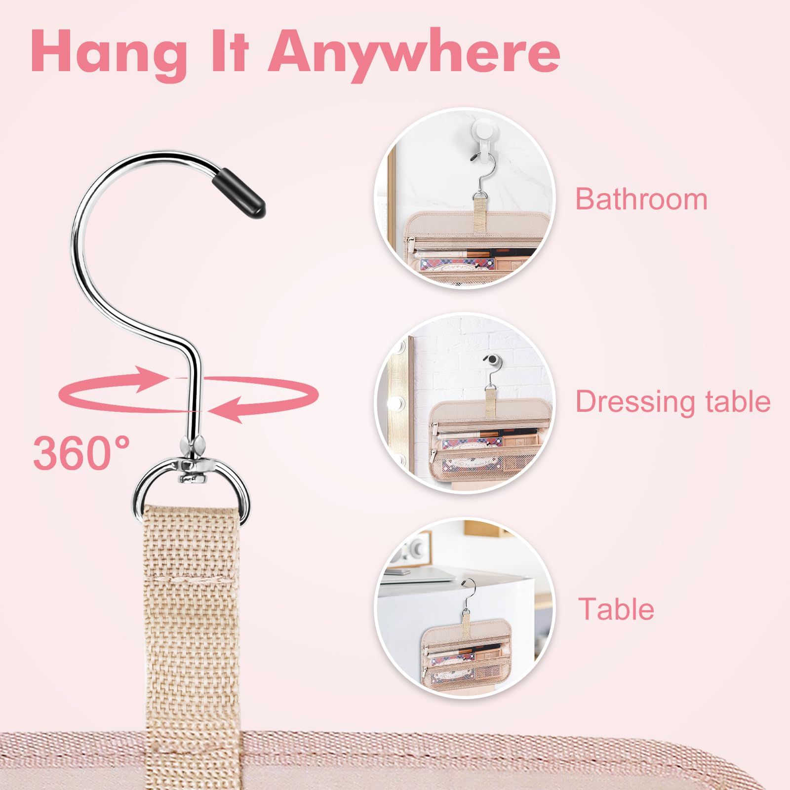 Toiletry Bag for Women, Large Cosmetic Travel Bag, Hanging Toiletry Bag for Bathroom, Thickened PVC Waterproof Makeup Bag โ image 3
