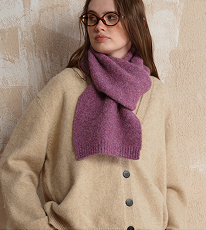 Purple Soft Wool Blend Knitted Scarf Women Men Winter Pure Color Neck Wrap (157 × 22cm) — image 2