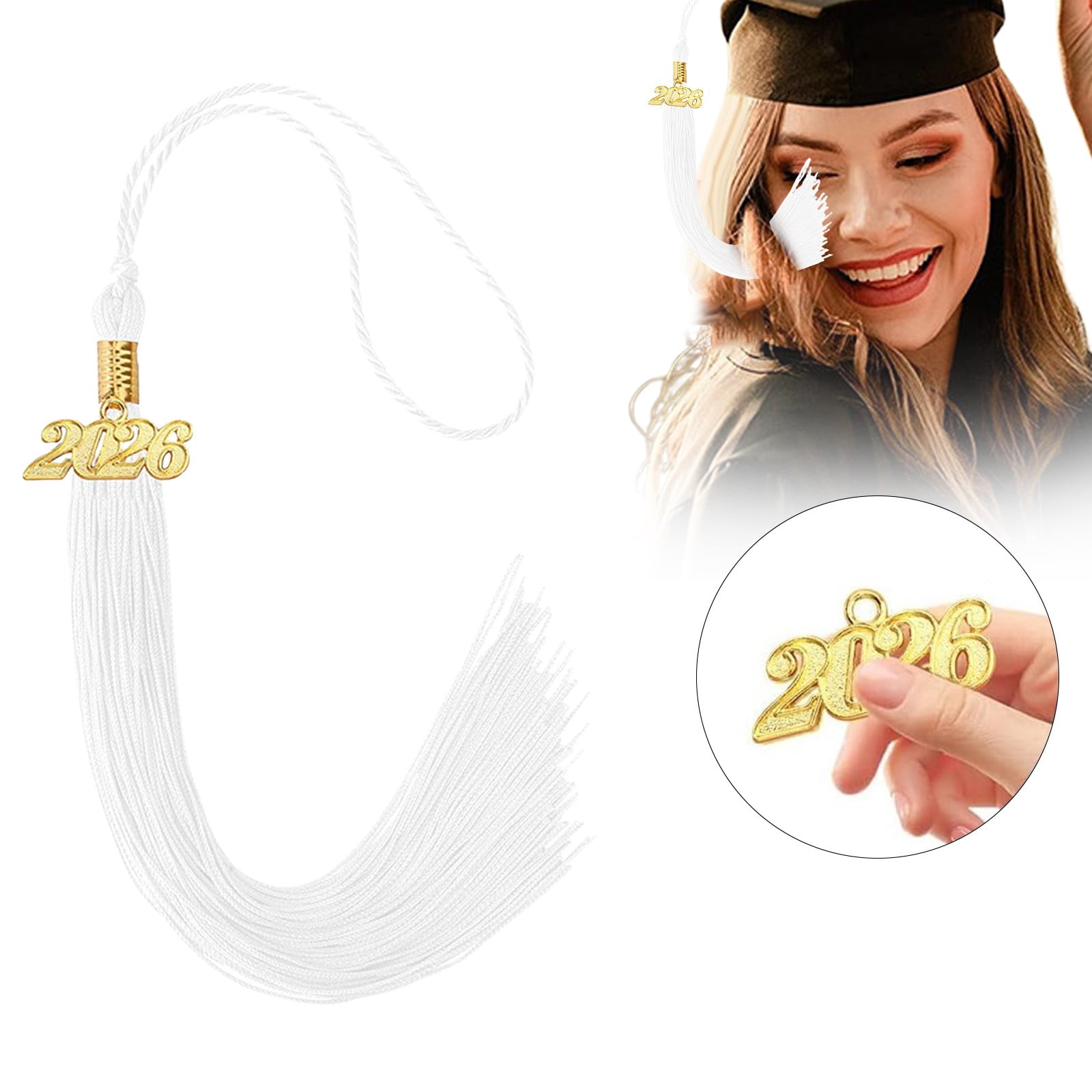 2026 Tassel Graduation, White Graduation Tassel, Tassel Charms for Graduations Cap Decorations, Tassels Memorial Grad Cords Class of 2026 High School Graduate — image 2
