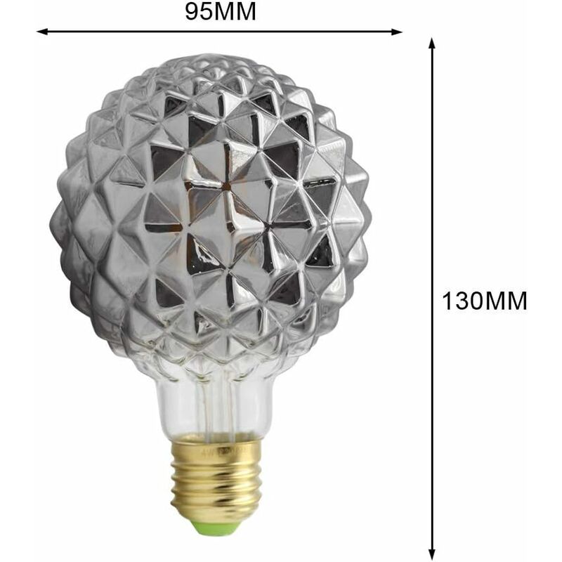 Retro LED Filament Edison Bulbs 4W Smoke Glass 220/240V E27 Crystal Decorative Light Bulbs Art Deco G95 Crystal — image 3