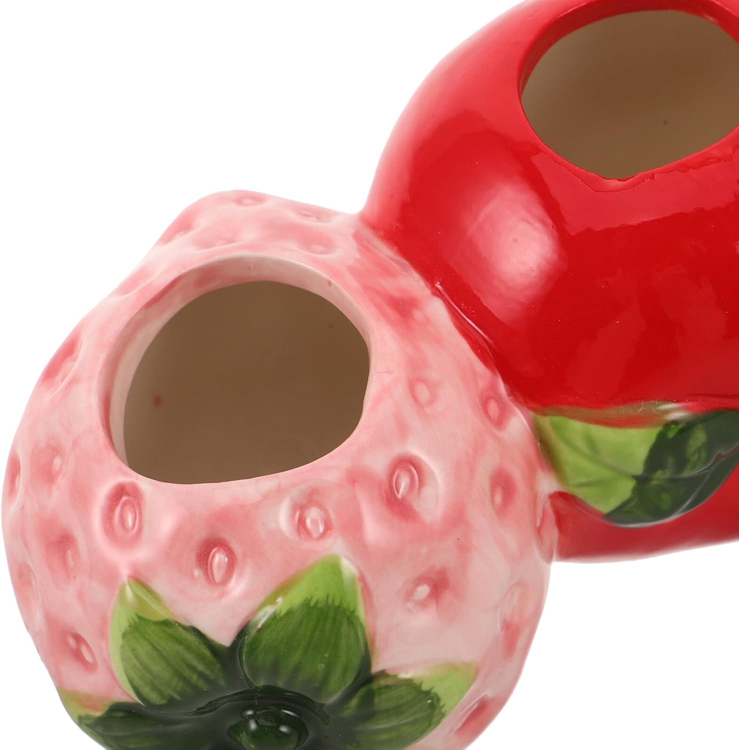Petluno Ceramic Vase in Strawberry Shape Sturdy Durable Flower Pot for Hydroponic Cuttings Decorative Fruit Vase Kitchen Office Shelf Accents — image 3
