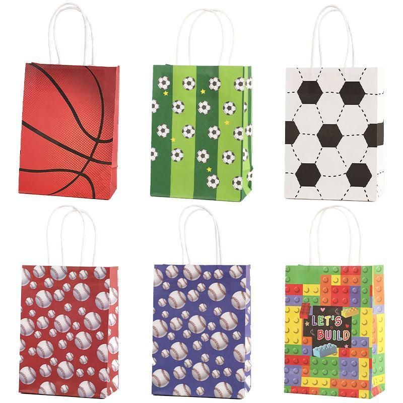 30PCS Fashion Ball Kraft Paper Gift Bag Festivals gift tote bag Party Favor Bag - Red-Tennis-Ball-30pcs β image 3