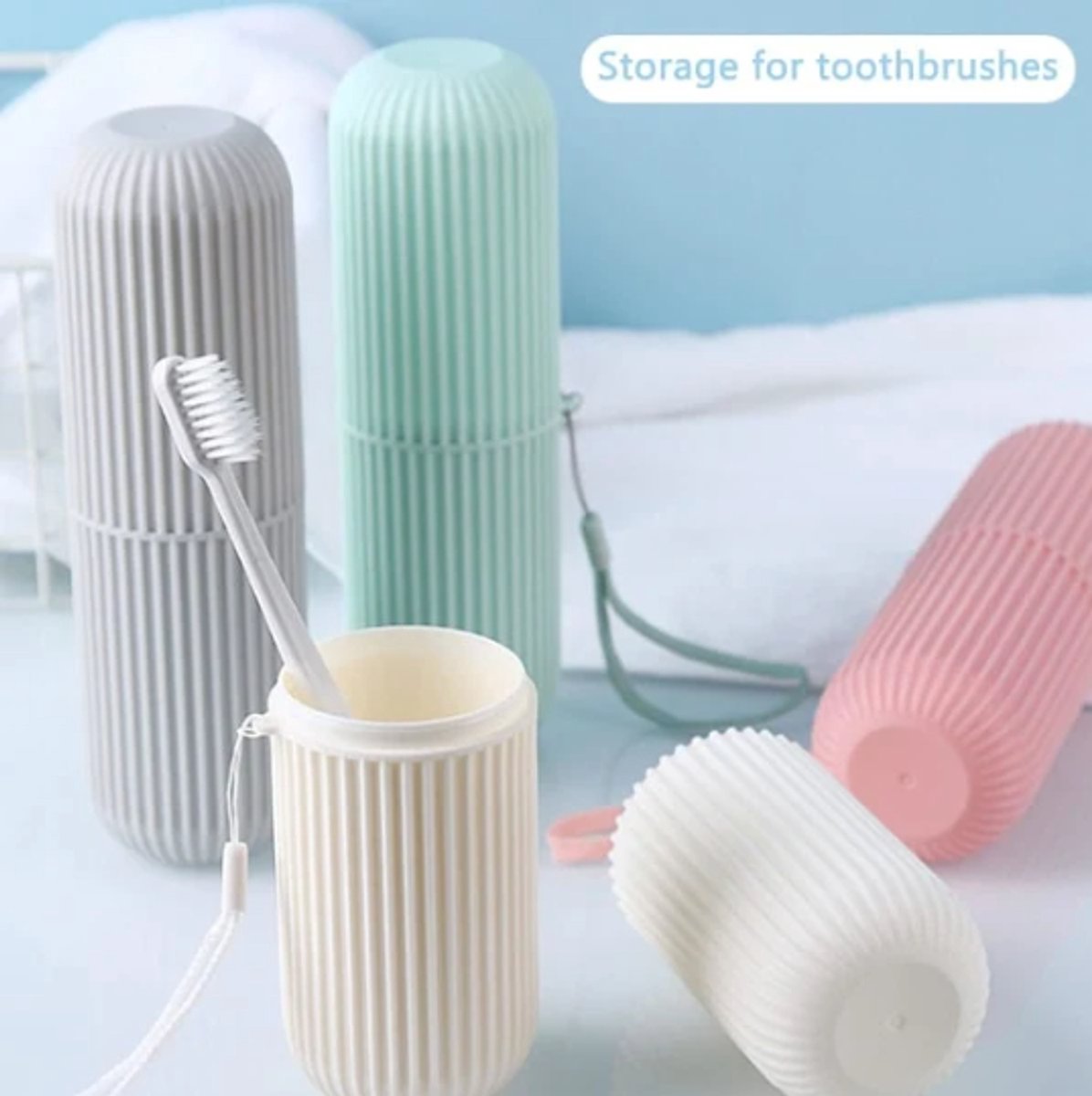 4-Piece Pack - Travel Toothbrush Holder - Portable - Travel Mouthwash Cup - Multifunctional Storage Box — image 2
