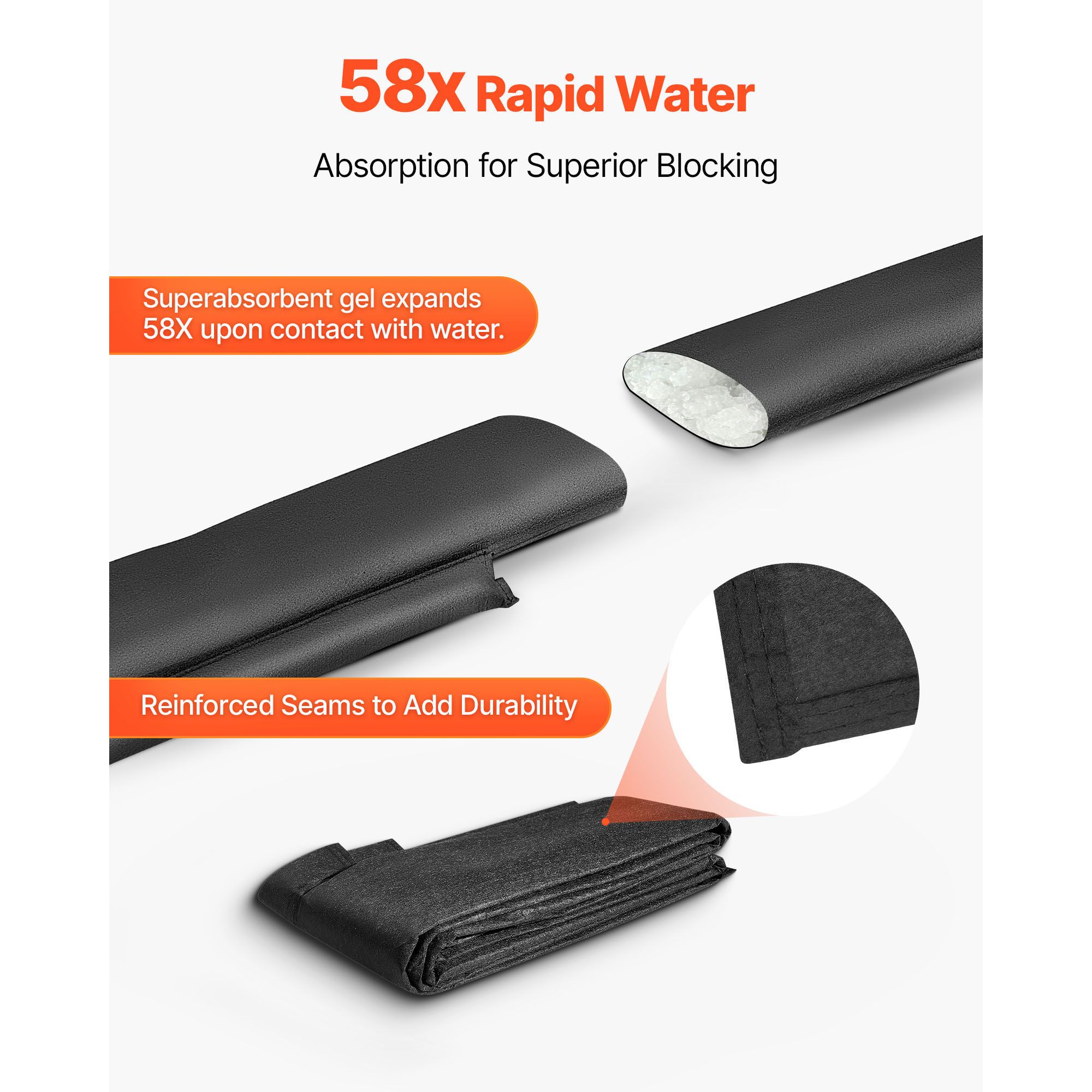 Flood Barrier, 8 Pack, 3050 x 210 mm Flood Bags Activated by Water, Reusable Water Absorbent Barrier, Sandless Sandbags Blockage, Flooding Prevention Bags for — image 3