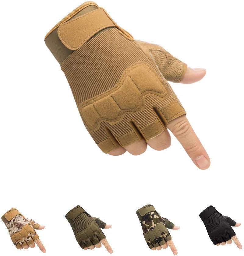 Tactical Fingerless Gloves with Knuckle Protection β Breathable Outdoor Gloves for Shooting, Hunting, Cycling, and Training (Yellow,L)