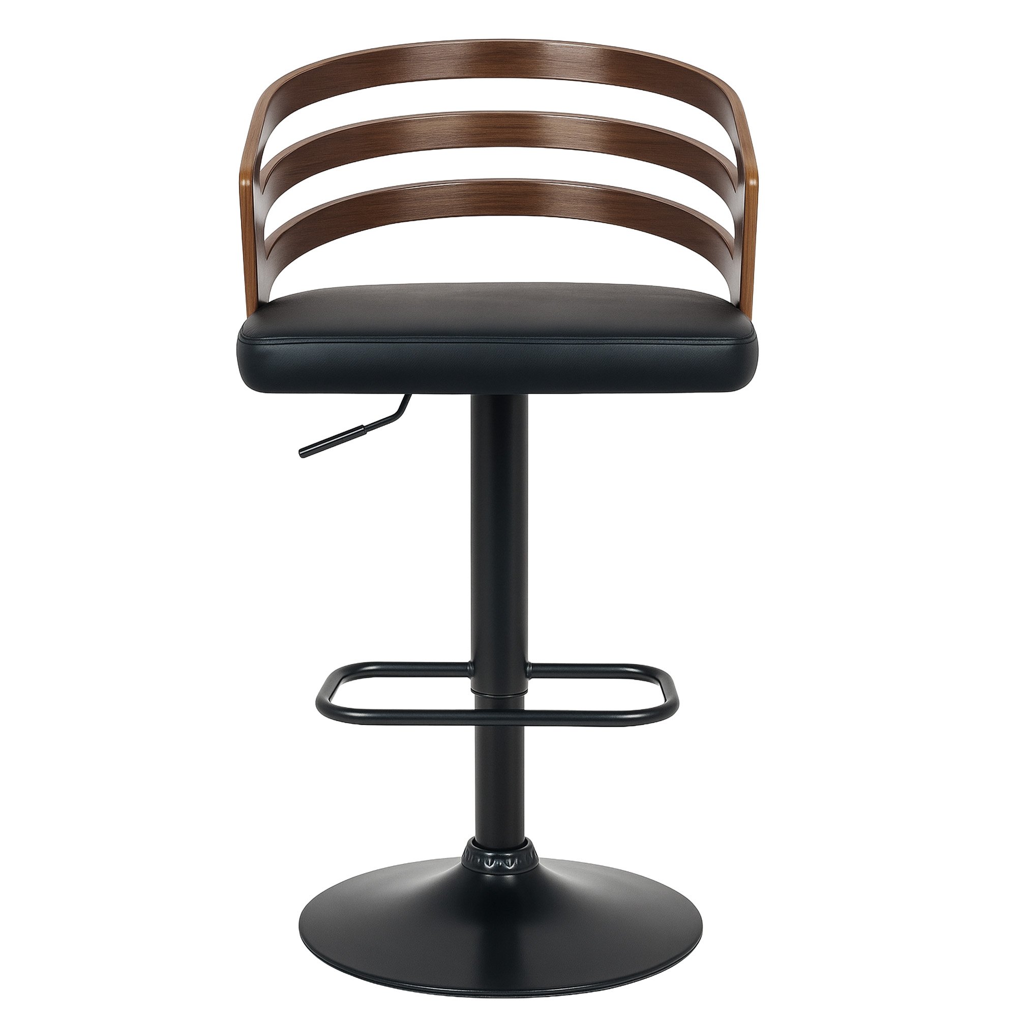 Sarantino Set Of 2 Bentwood Walnut Barstool Adjustable Height Swivel Footrest โ image 3