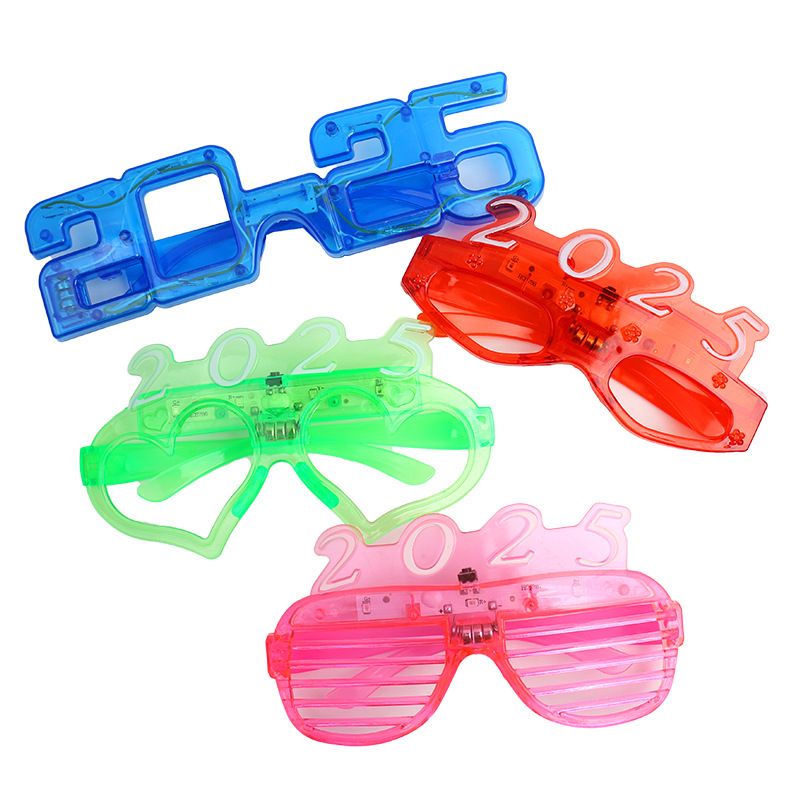 LED Eye Frame Plastics Party Glass New Year Eve 2025 Glasses Music Festival Eyeglasses Photostudio Decoration 4PCS random color