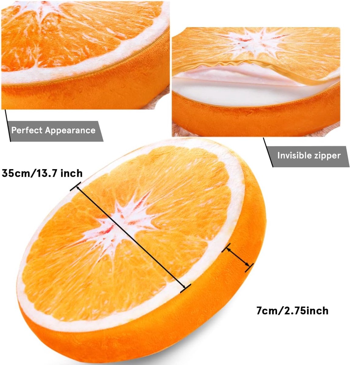 Round decorative cushion - soft filled cushion - play cushion - 40 cm - orange - suitable for sofas, chairs, floors, armchairs — image 5