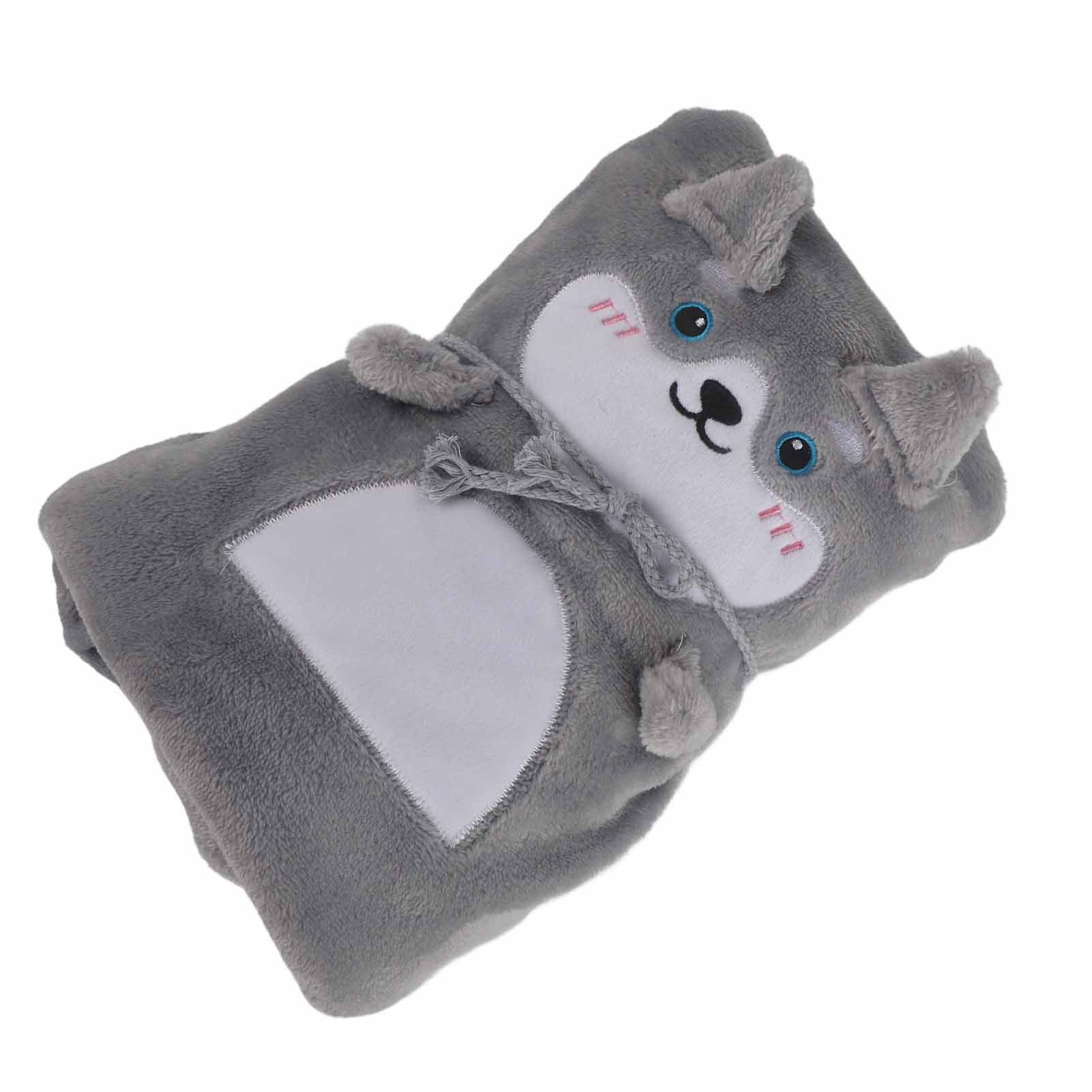 Flannel Blanket Cute Animal Shape Soft Skin Friendly Portable Nap Blanket for Sofa Bed Office Dormitory Husky 80 × 100cm / 31.5 × 39.4in — image 3