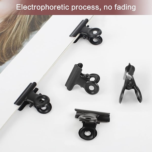 Bulldog Clip Hinged Metal Clips 22mm Strong Spring Black Clips for Files Bags Photos 50 Pieces — image 5