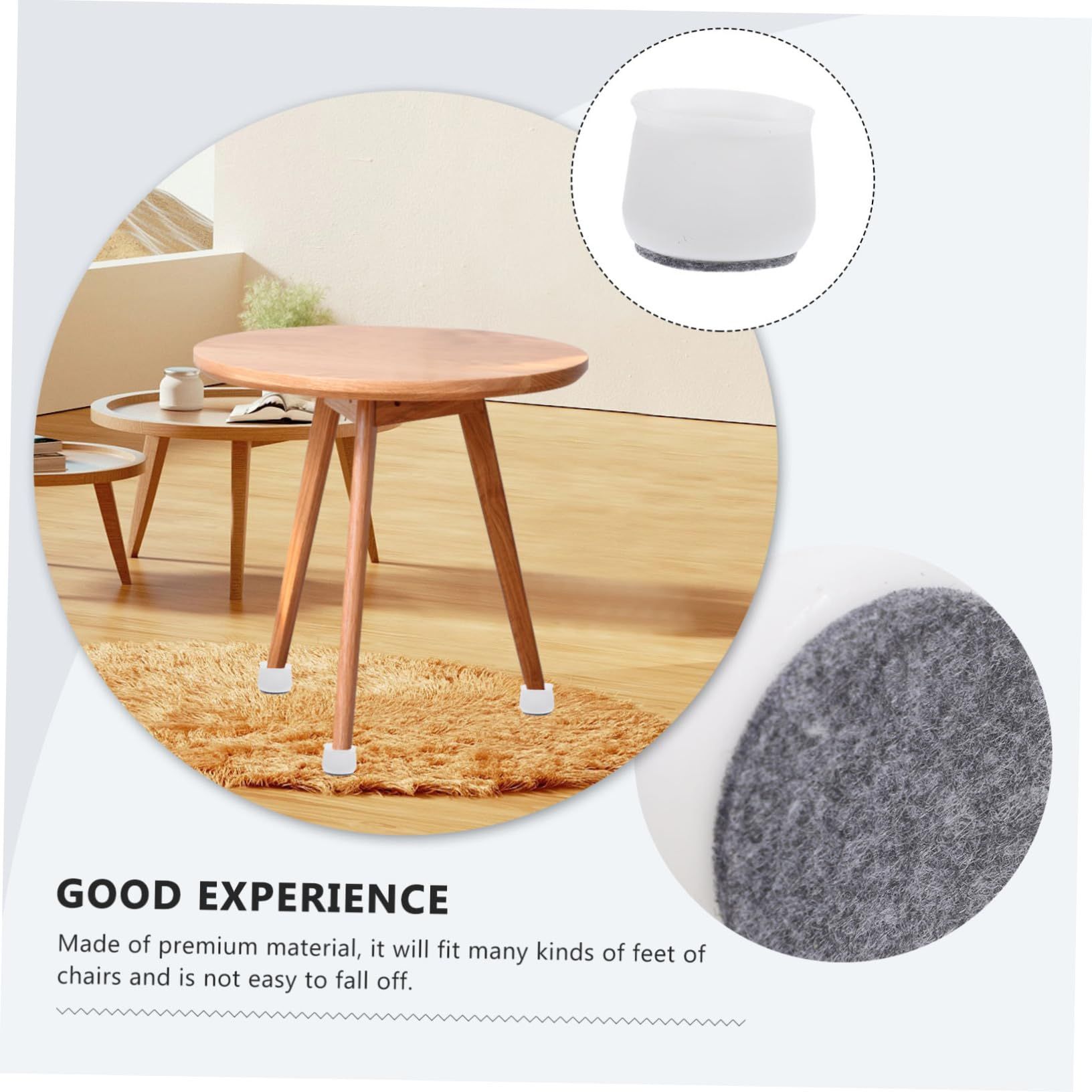 4pcs Chair Leg Floor Protectors Silicone Felt Furniture Pads Non Slip Covers to Scratch and Reduce Noise — image 4