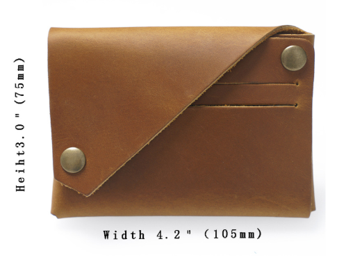 Brown Vintage Genuine Leather Mini Wallet - Minimalist Handmade Card Holder & Coin Purse for Men and Women - Retro Cowhide Snap Wallet — image 2