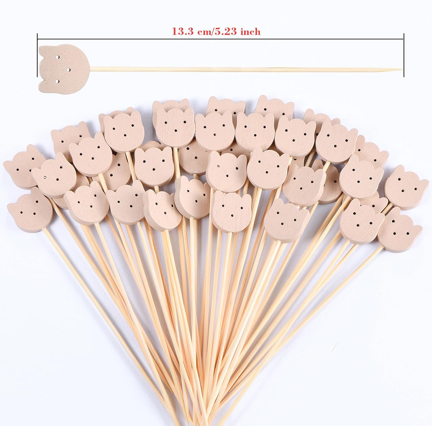 100 Pcs Fancy Toothpicks for Appetizers, 4.7 Inch Bear Face Cocktail Picks for Party Decoration, Bamboo Appetizer Skewers for Charcuterie Sandwich Burgers — image 2