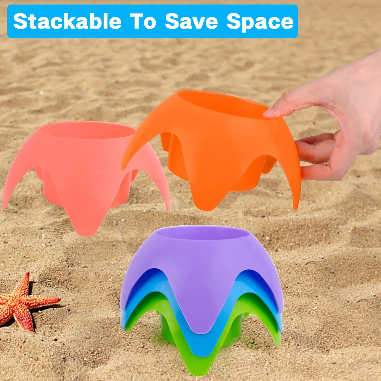 Beach Cup Holder-Beach Accessories for Vacation Beach Drink Holder Sand Cup Holder Beach Essentials Must (Multi-Color, 5 Packs) — image 5