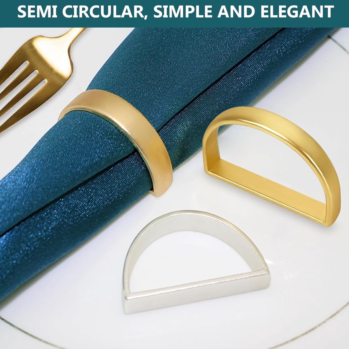 12 pieces napkin rings - gold napkin ring - Napkin rings table decoration - Napkin Ring - Gold Napkin Rings - Silver Napkin Rings - Table Accessories - Table — image 4