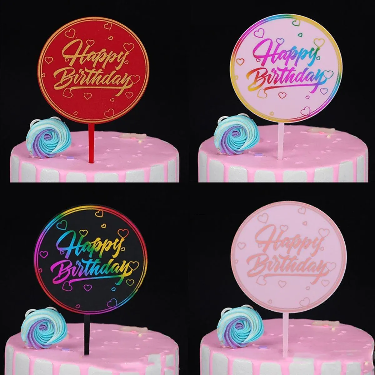 Happy Birthday Anniversary Wedding CakeCardboard Topper Acrylic Party Decoration - 15 โ image 6