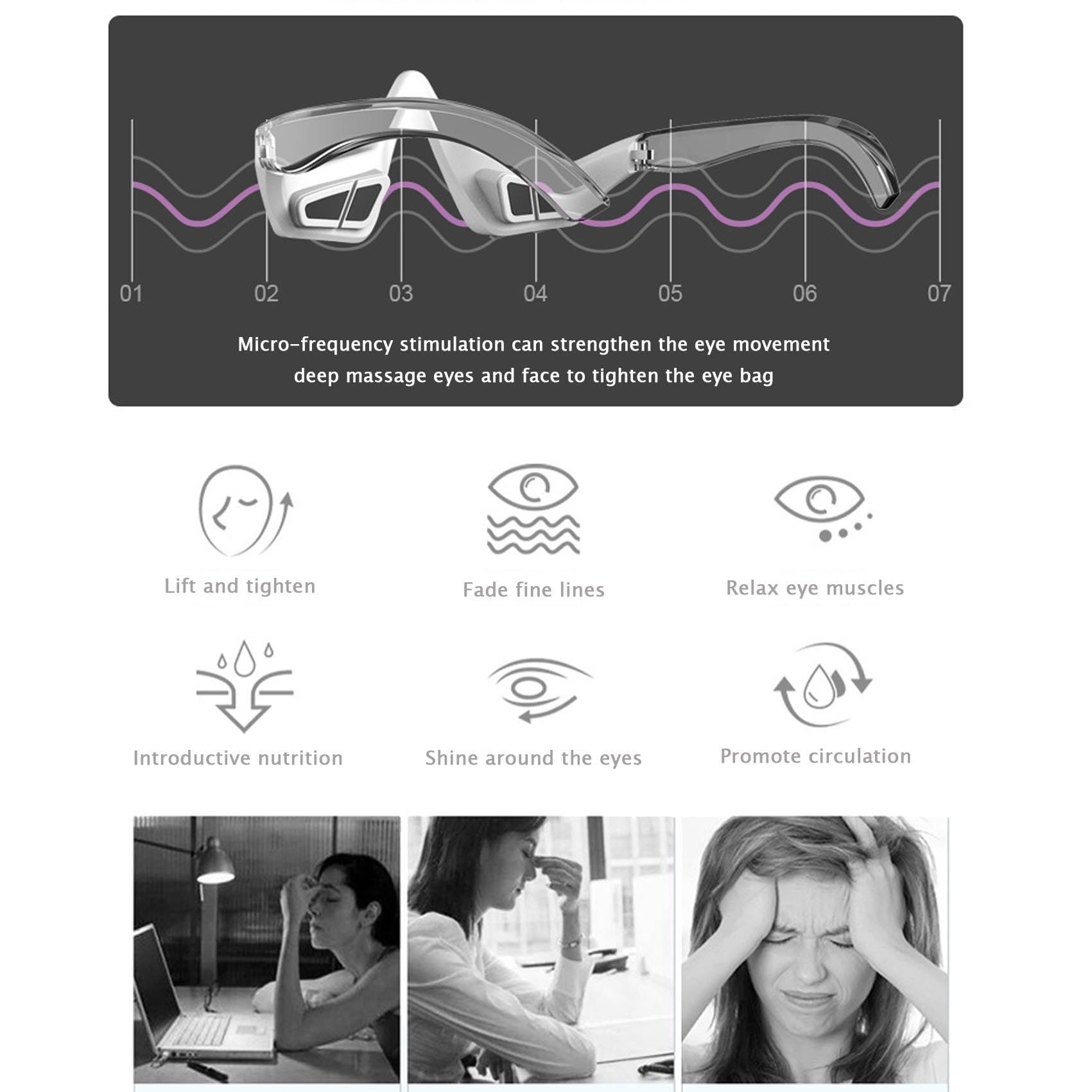 Eye Massager with Vibration for Eye Beauty, Firm Tone Eye Care Device, Puffy Eyes Dark Circles Eye Bags โ image 4