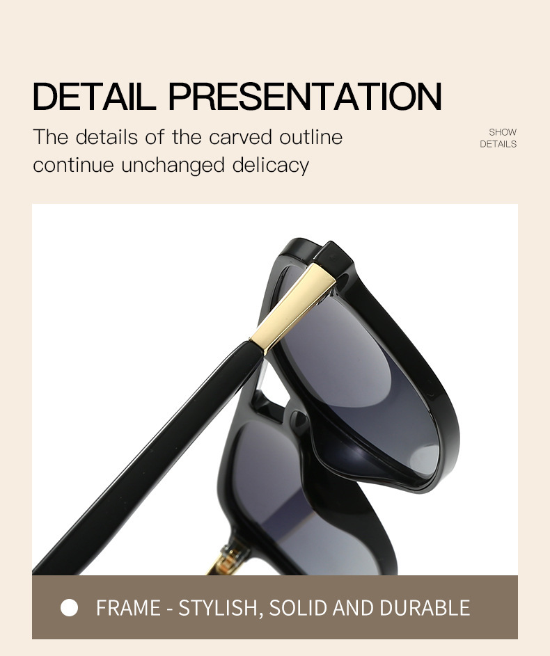 Amber tea Retro Double Bridge Square Frame Polarized Sunglasses - Driving Sun Protection Eyewear โ image 4
