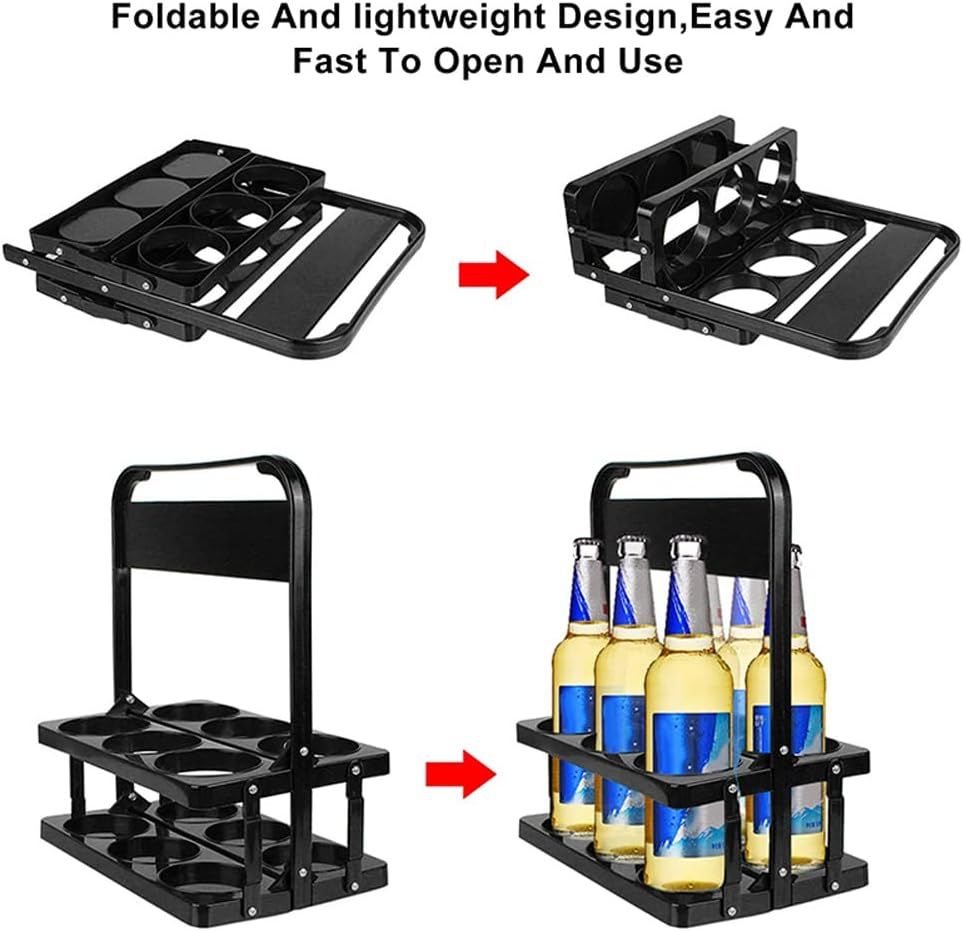 Foldable Cup Holder with Handle,Reusable Beverage Coffee Beer Bottle Holder,Plastic Drink Carrier for Delivery,Black — image 2
