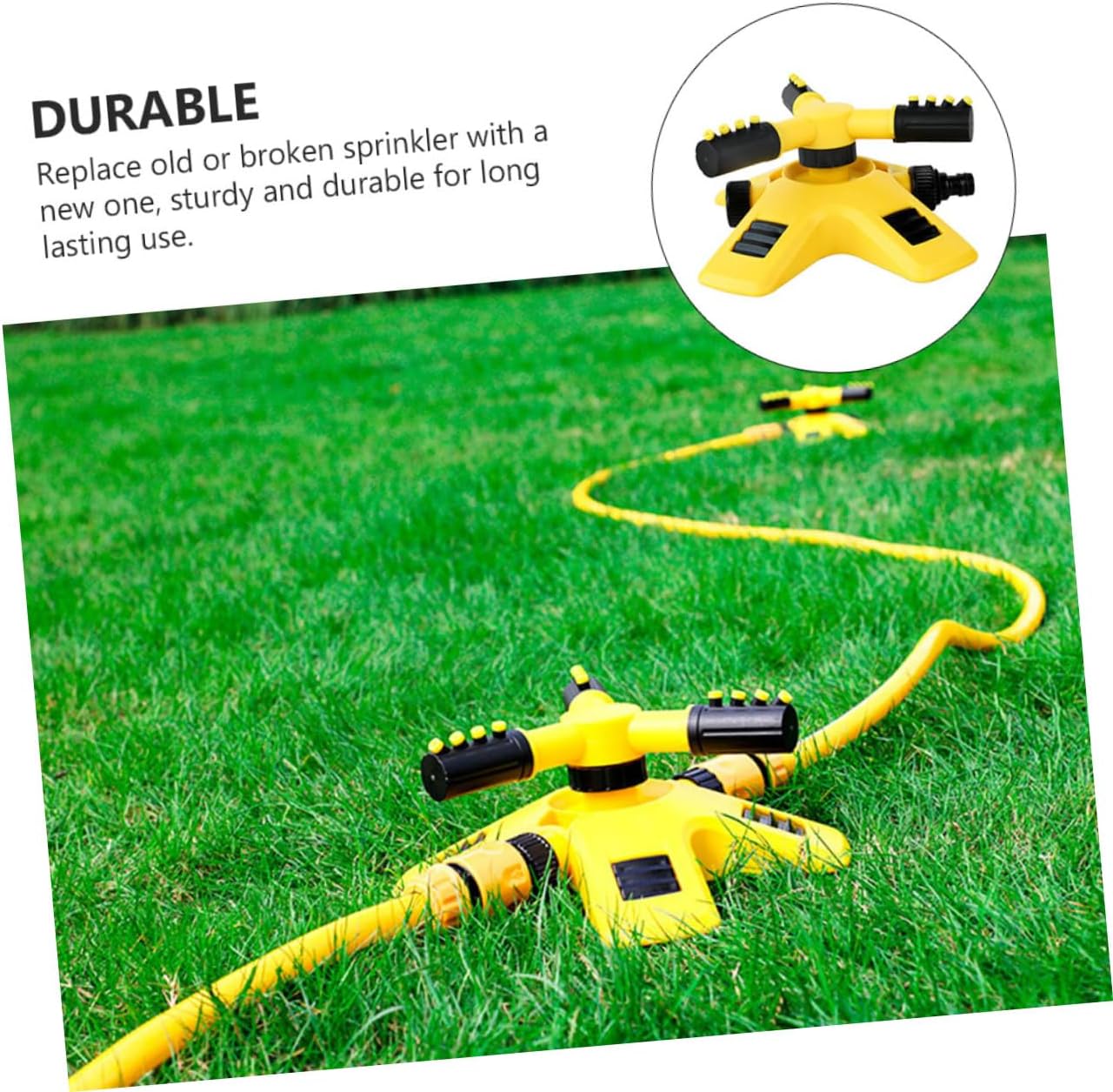 360 Degree Rotating Garden Sprinkler for Lawns and Irrigation, Automatic Watering System for Outdoor Plants and Grass, Yellow and Black — image 4