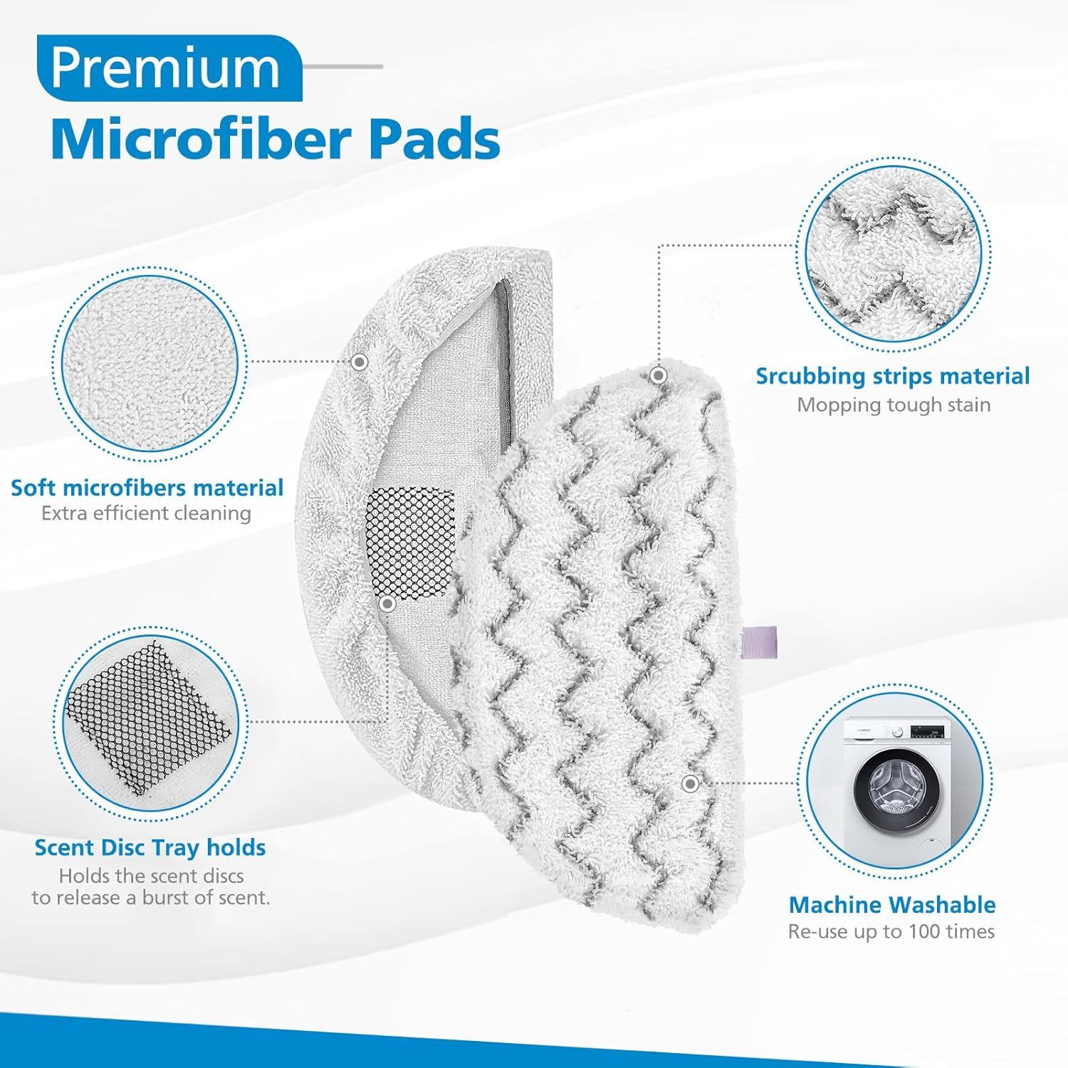 6 Pack 1940 or Bissell Steam Mop Pads or Bissell Powerresh Steam Mop 1806 1544 1440 2075A 2685A 1940W 19404 Series, Model 19402 19408 1940a 1940 1940q 1940t — image 3