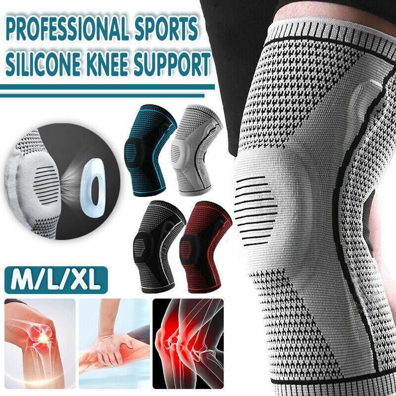 Grey Knee Brace Knee Compression Sleeve Professional Sports Silicone Knee Support - XL โ image 2