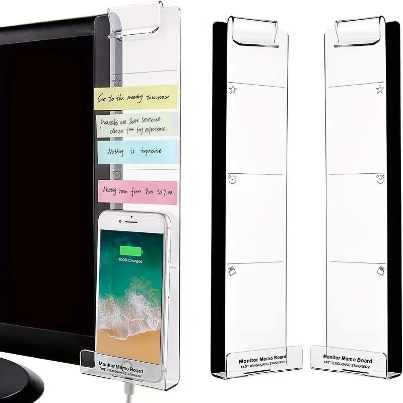 2 Piece Transparent Acrylic Monitor Memo Boards