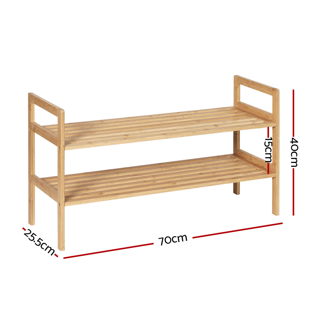 Artiss Shoe Rack Cabinet Bamboo Storage Organiser Pine — image 2