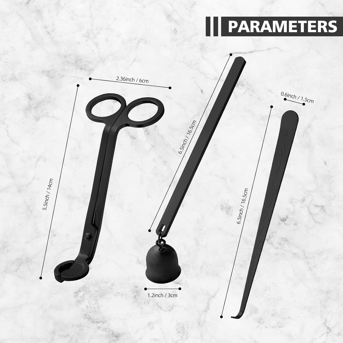 Candle Extinguisher - 3 in 1 Candle Accessory Set - Candle Key, Mini Candle Extinguisher, Candle Key - Perfect for Candle and Fragrance Lovers (3-Piece Set — image 2