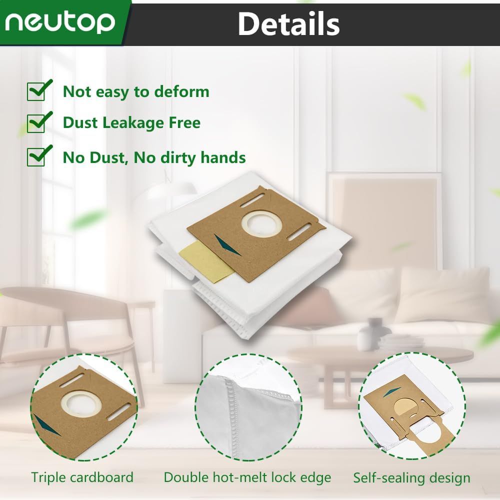 Replacement Disposable Dust Bags Compatible with Ecovacs Deebot T8, T8+, N8+, N8 Pro+, N10 Plus, Robot Vacuums, 9-Pack — image 3