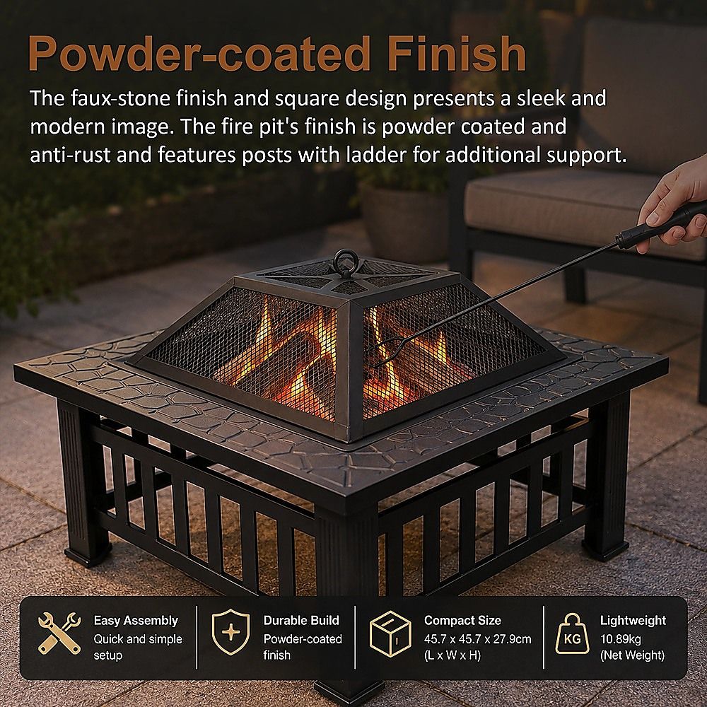 18" Square Metal Fire Pit Outdoor Heater โ image 3