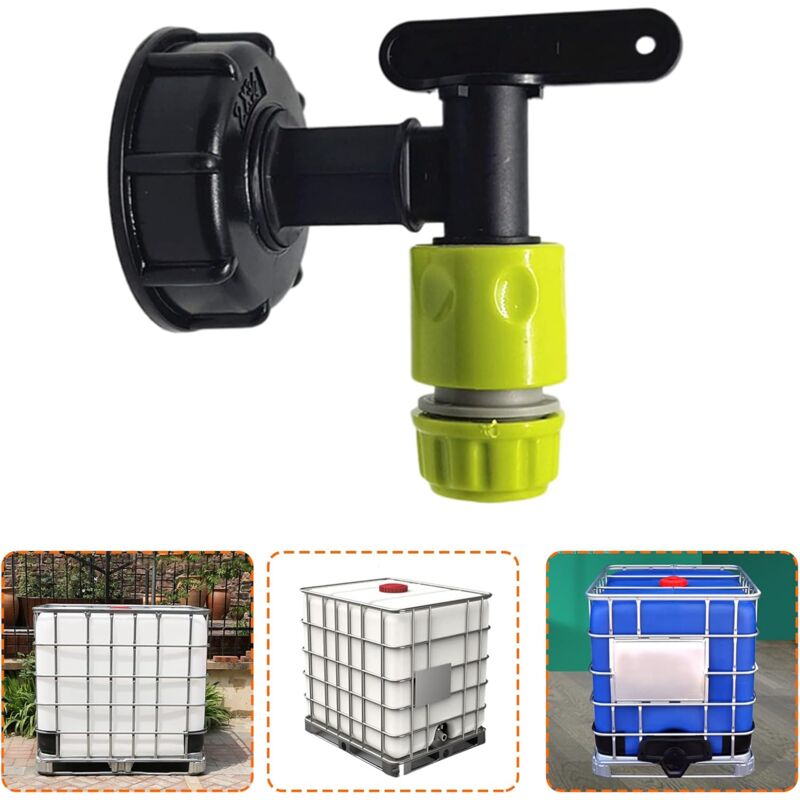 1000L Plastic Tank Faucet with Garden Hose Connector, IBC Tank Faucet Adapter, 3/4 Inch Thread Connection for Rainwater Collector, Fuel Tank — image 3