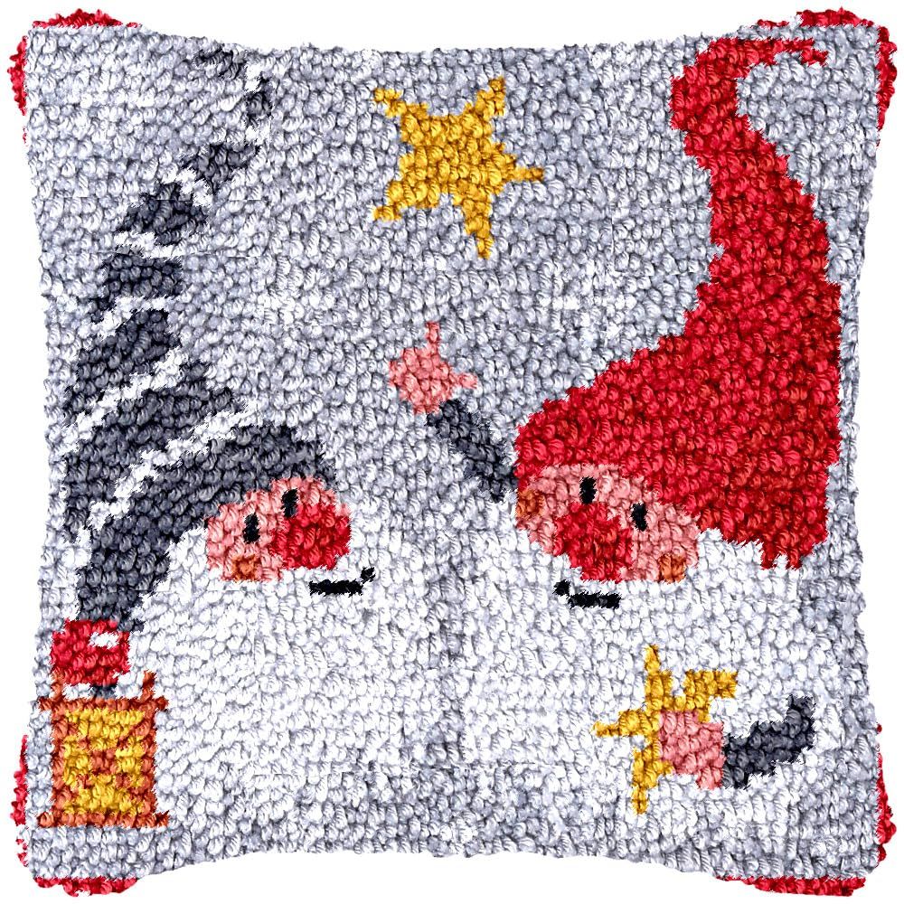 Latch Hook Kits for DIY Throw Pillow Cover,Christmas Deer Needlework Cushion Cover Hand Craft Crochet for Great Family 17 × 17inch