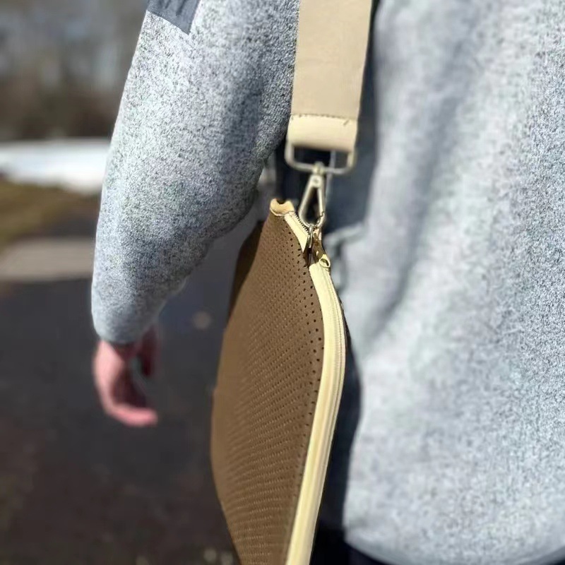 Dark khaki Neoprene Pickleball Paddle Cover – Waterproof Side Pocket Design, Shoulder Bag Style — image 4