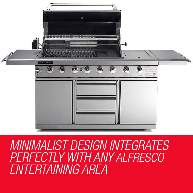 EuroGrille 8 Burner Outdoor BBQ Grill Barbeque Gas Stainless Steel Kitchen Commercial โ image 2