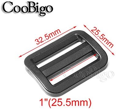 CooBigo 12 Pack Plastic Buckles for Straps 1 Inch Tri-Glide Slide, Plastic Slide Clip Heavy Duty Adjustable Webbing Tri-glides Slider Buckle for Backpack — image 2