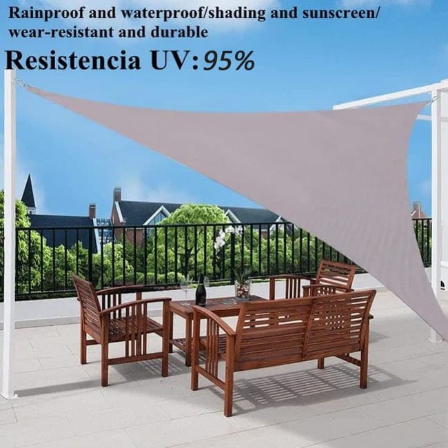 3.6x3.6x3.6m Waterproof Outdoor Triangular Sun Sail UV Protective Shade Net for Camping Garden Terrace and Pool, Light Gray — image 2