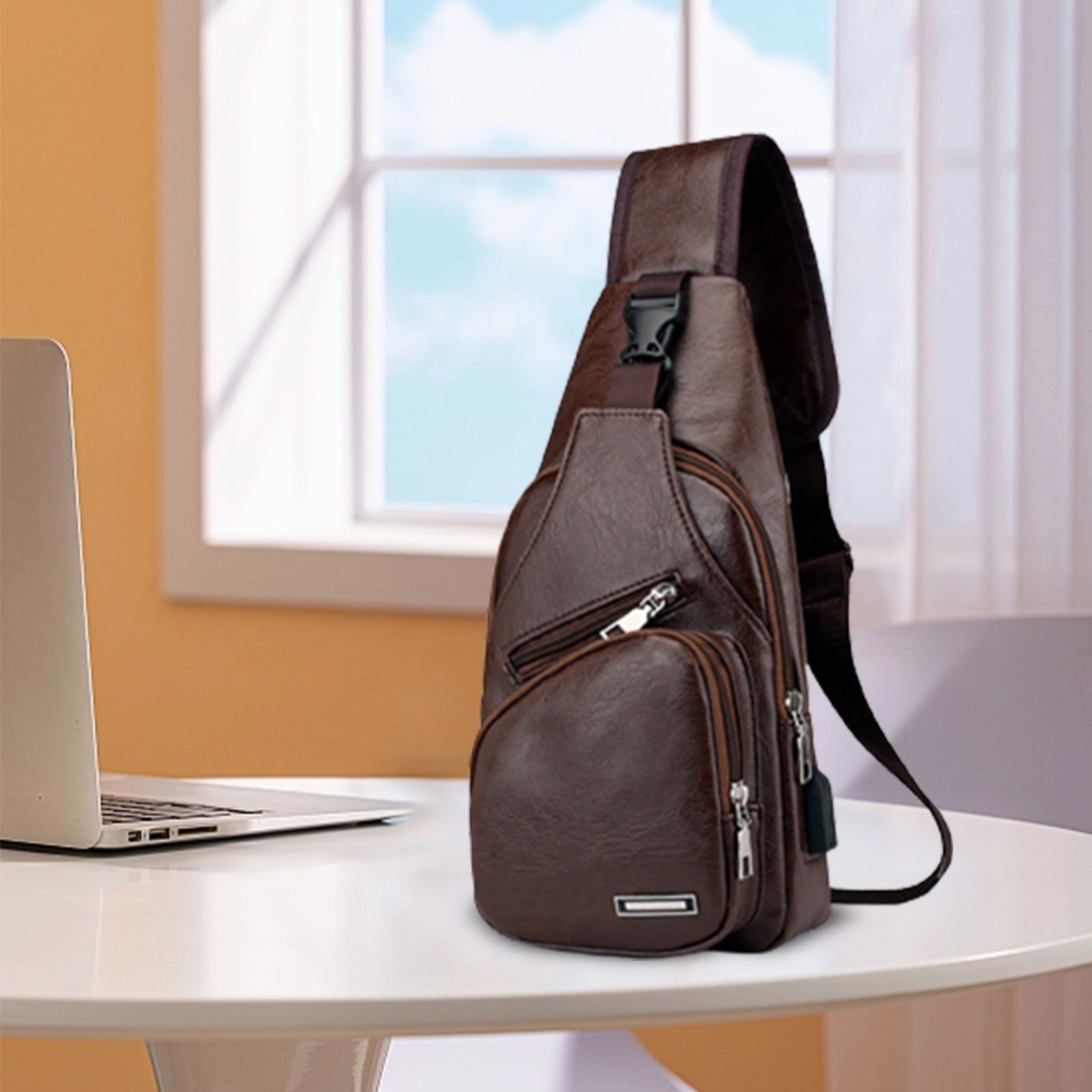 Sling Bag for Women, Crossbody Sling Backpack Small Sling Bag Multipurpose Crossbody Shoulder Bag Travel Hiking Backpack, Sling Bag for Men #3-Brown — image 6