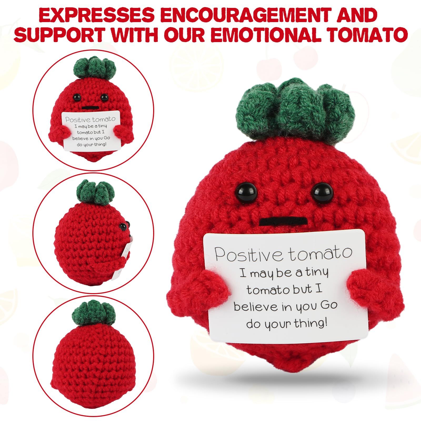 Mini Funny Crochet Tomato Doll Creative Cute 3 inch Cheer Up Gifts for Friends Party Decoration Encouragement — image 5