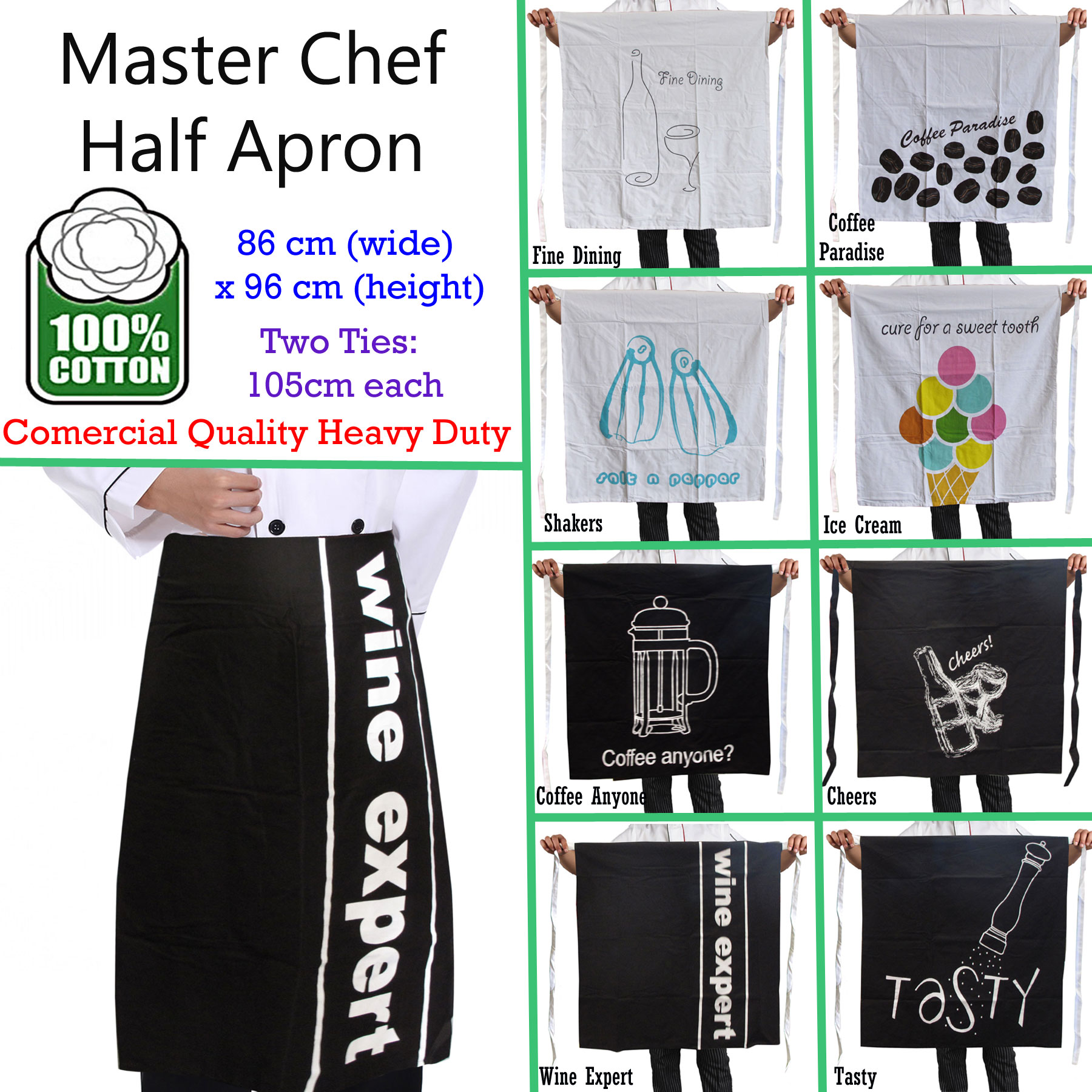 100% Cotton Master Chef Half Apron Heavy Duty Coffee Paradise โ image 2