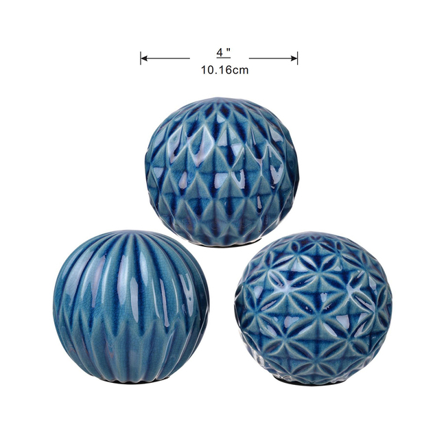 Set 3 Blue Marbleized Balls 10cm โ image 2