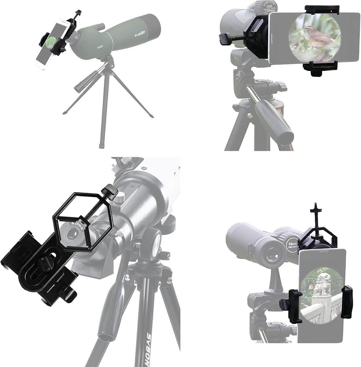 Universal Phone Holder for Telescope - For Eyepiece Diameter Ø 2.5 - 4.8cm - Mobile Phone Adapter Mount - Clip-on Design - For Spotter's Binoculars / Telescope — image 5