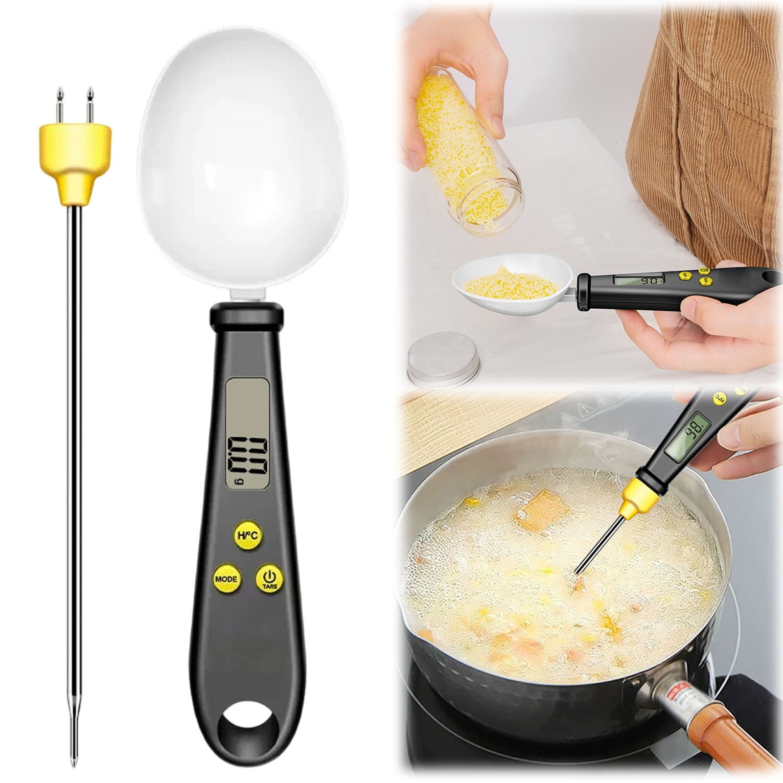 2 in 1 Electronic Kitchen Scale Lcd Digital Measuring Flour Digital Spoon Scale Kitchen Tool Forfood- One Size White â image 2