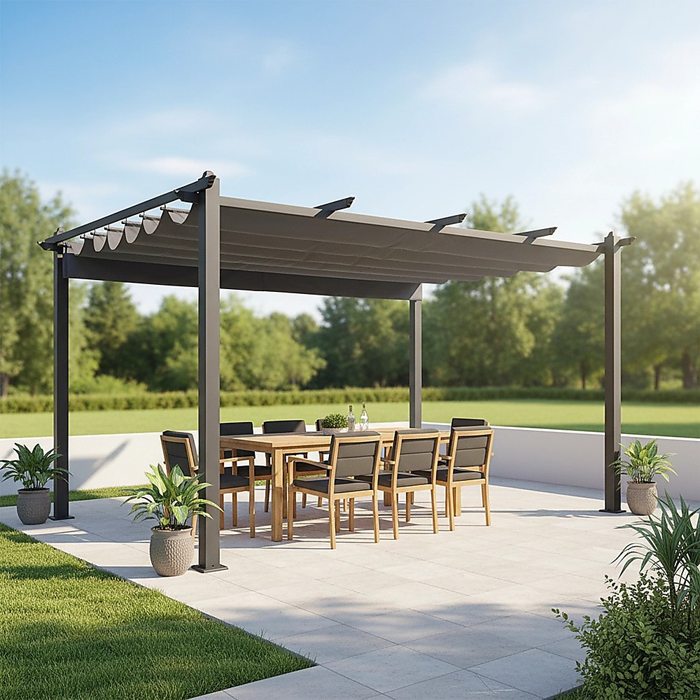 3x4M Aluminium Pergola Marquee with Retractable Roof – Garden Canopy — image 2
