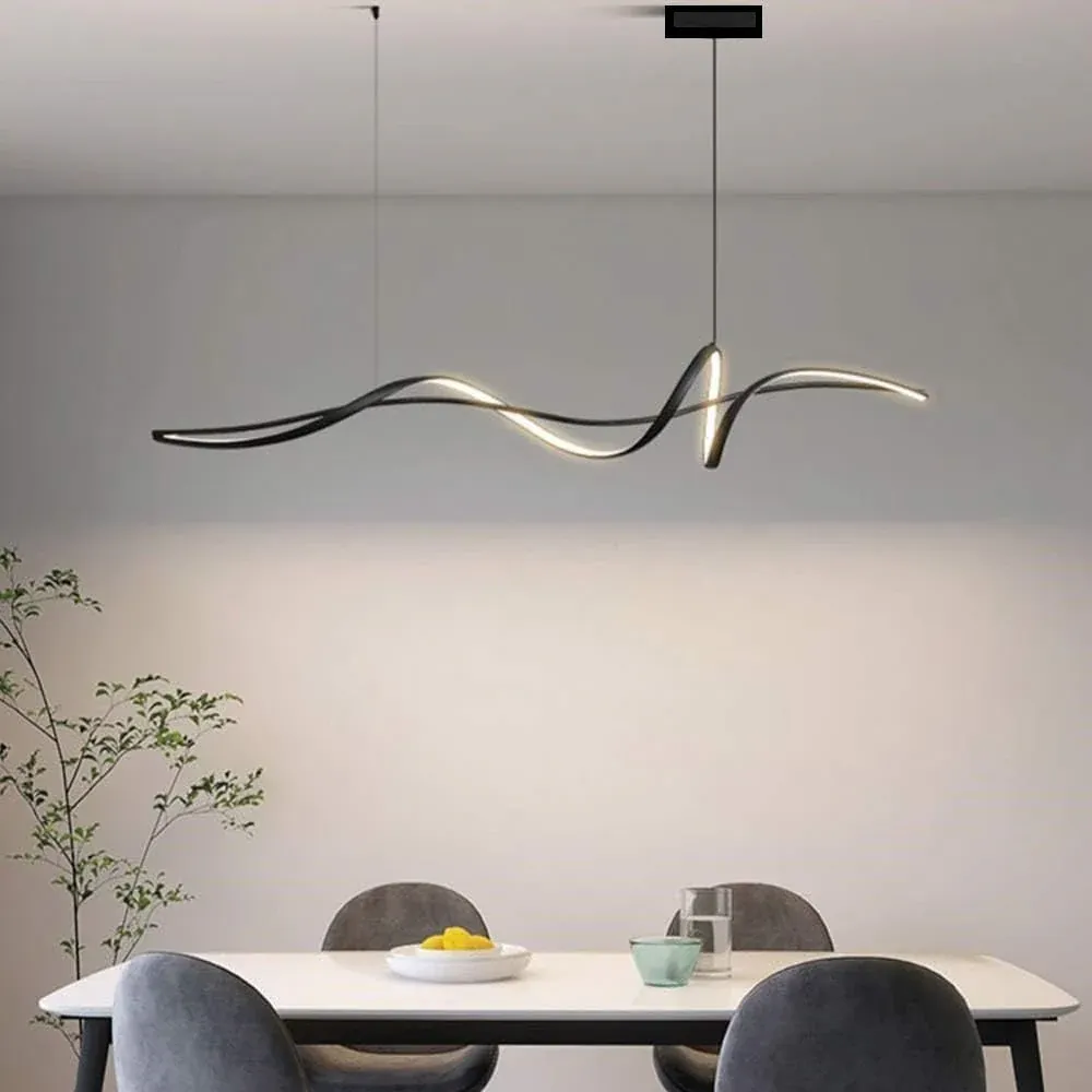 BAMDECOR A36 Modern LED Linear Chandeliers Pendant Lights with Dimmable LED and Adjustable Hanging Length 140cm -Black