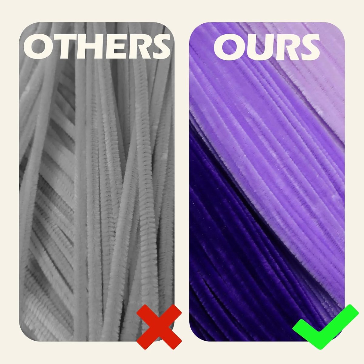 300 pieces - Twister Sticks - Pipe Cleaners - 30cm - Twister Sticks - Colored Pipe Cleaners - Chenille Wire - 6 mm fuzzy Purple chenille sticks - for DIY art — image 2
